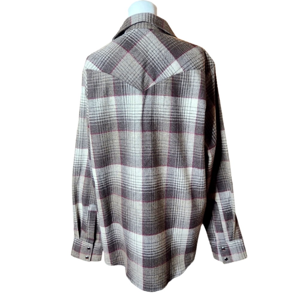 Pendleton Western Cut Snap Brown Plaid Canyon Shi… - image 3